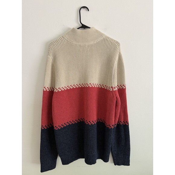 L.L.Bean 100% Organic Cotton Waffle Knit 1/4 Zip Pullover Sweater Men Size L - Picture 2 of 9